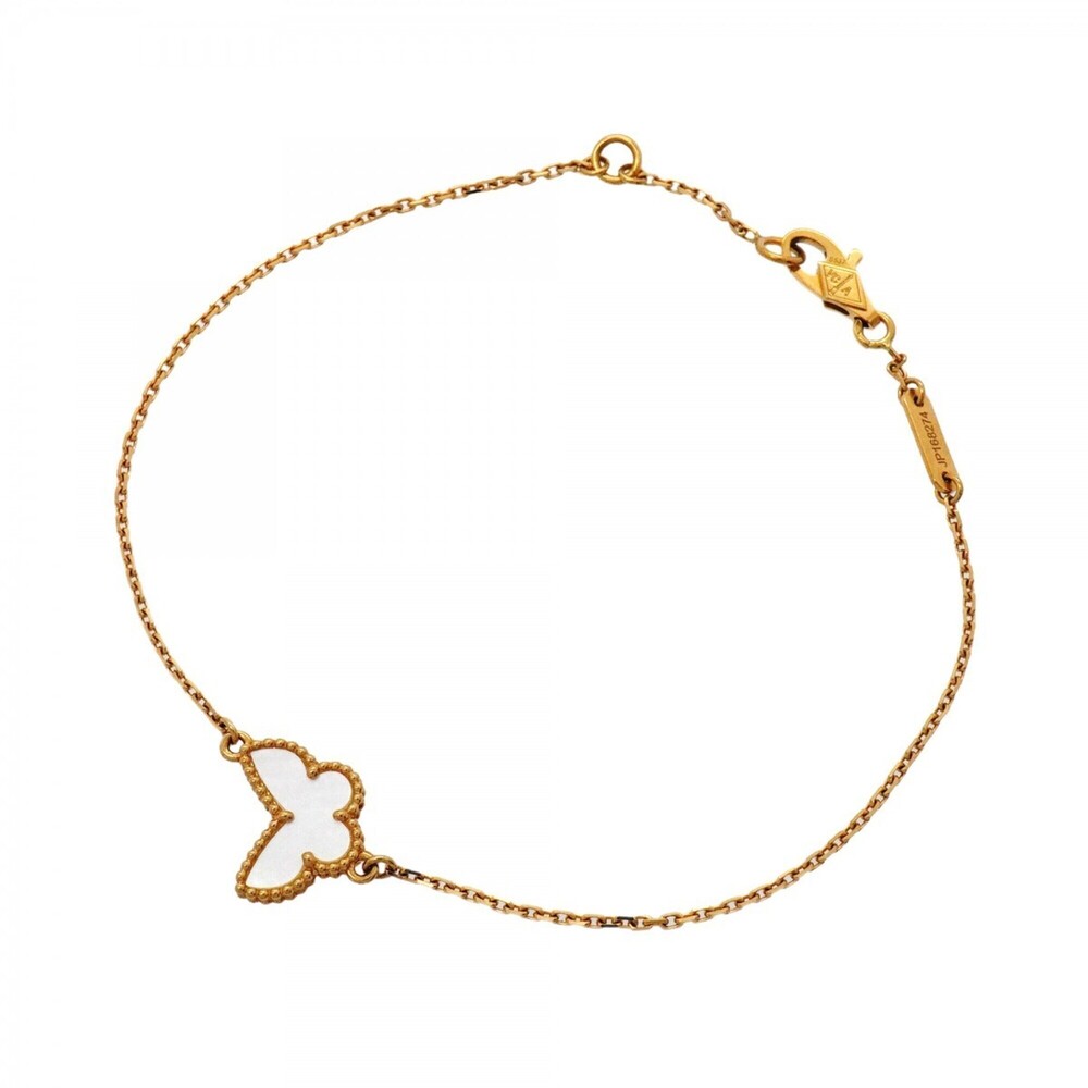 VAN CLEEF & ARPELS 18k Gold Pearl Papillon Charm Bracelet